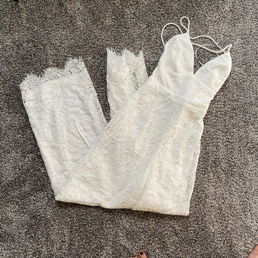 Lulus white laced jump suit (full length)
